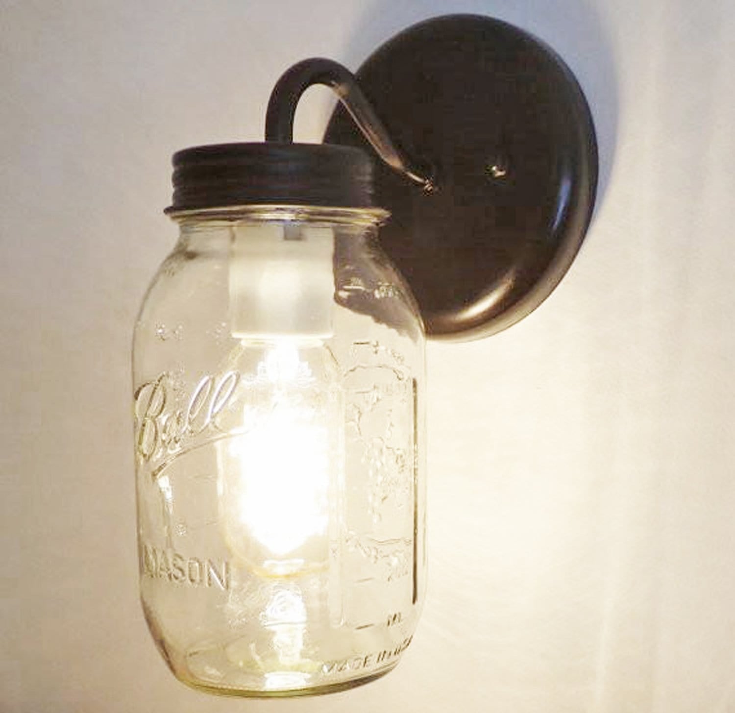 Mason Jar Wall SCONCE Lighting Fixture New Quart - Image 9