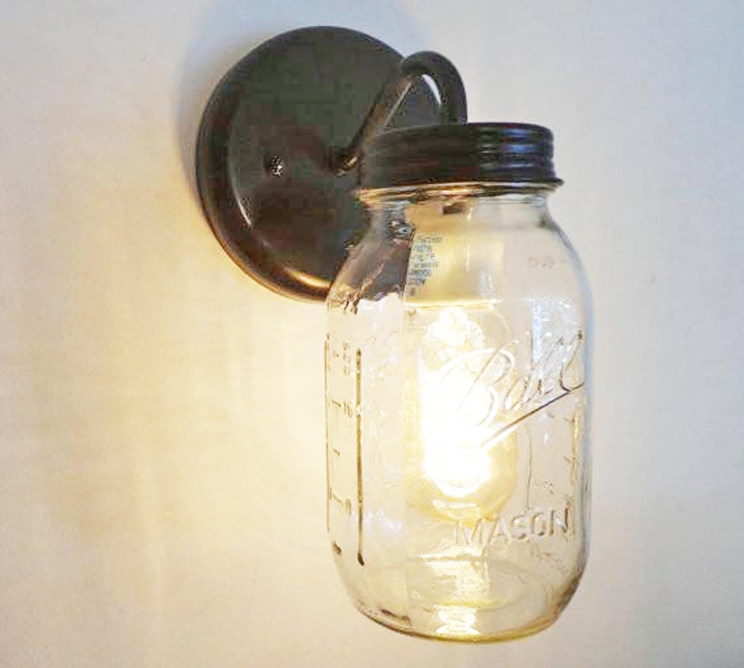 Mason Jar Wall SCONCE Lighting Fixture New Quart - Image 3