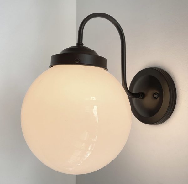Large Milk Glass Globe Wall Sconce - Image 2
