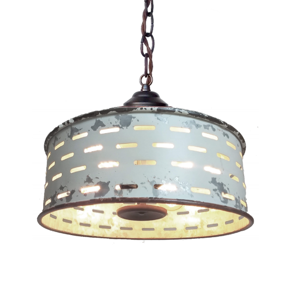Rustic Farmhouse Chandelier Light Fixture of Chippy Galvanized Metal