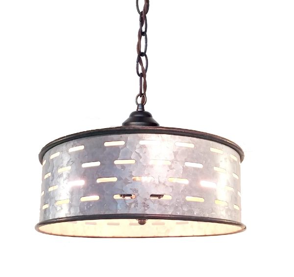 Rustic Chandelier Light Fixture of Galvanized Metal