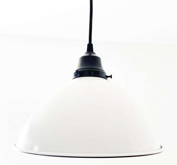 Large White Enamel Farmhouse Pendant Light - Image 2