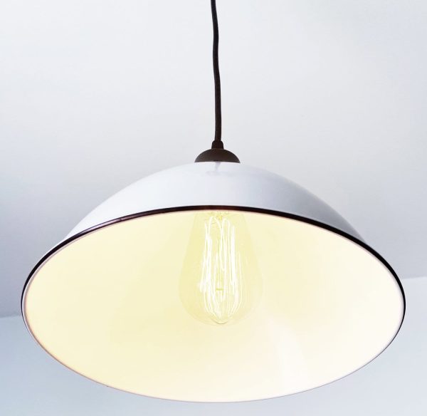 Large White Enamel Farmhouse Pendant Light - Image 4
