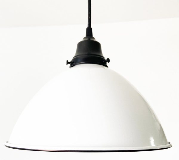 Large White Enamel Farmhouse Pendant Light - Image 7
