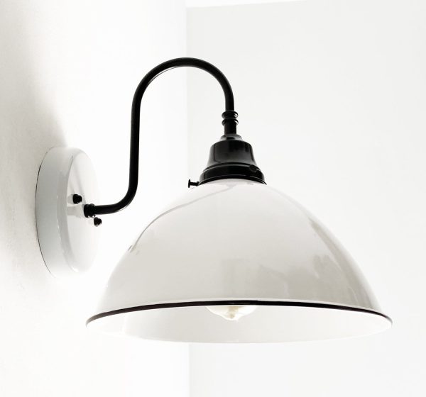 Large White Enamel Wall Sconce Light - Image 4