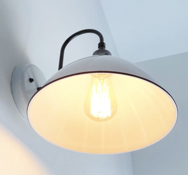 Large White Enamel Wall Sconce Light - Image 5