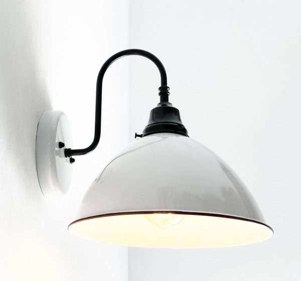 Large White Enamel Wall Sconce Light - Image 7