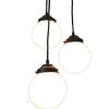 Milk Glass Chandelier Pendant Trio