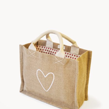 Jute Canvas Gift Bag - Love