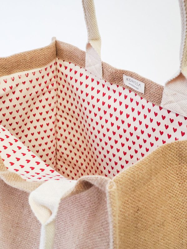 Jute Canvas Market Bag - Love - Image 2