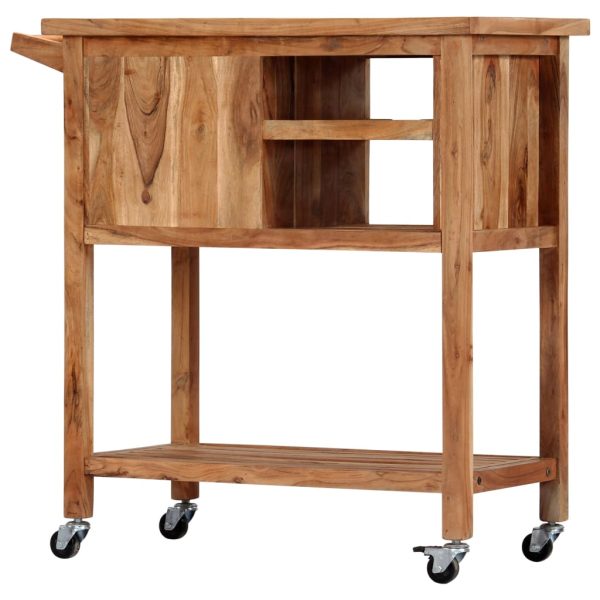 vidaXL Kitchen Trolley 31.5"x17.7"x35.8" Solid Wood Acacia - Image 2