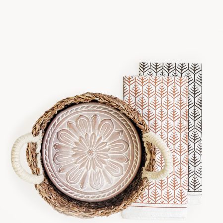 Bread Warmer & Basket Gift Set with Tea Towel - Vintage Flower