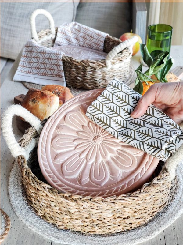 Bread Warmer & Basket Gift Set with Tea Towel - Vintage Flower - Image 2