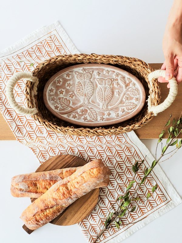 Bread Warmer & Basket Gift Set with Tea Towel - Owl Oval - Image 2