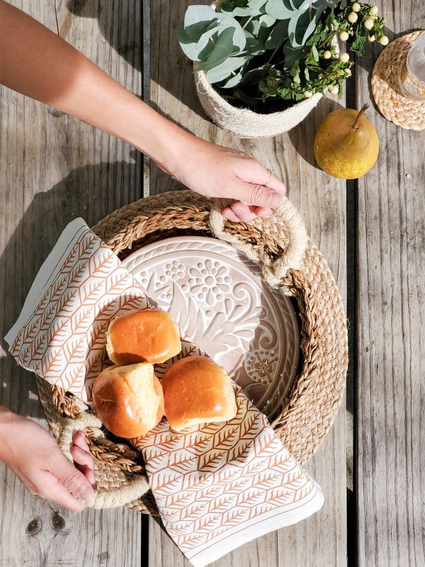 Bread Warmer & Basket Gift Set with Tea Towel - Bird Round - Image 2