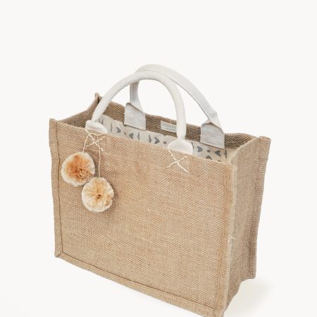 Jute Canvas Gift Bag With Pompom