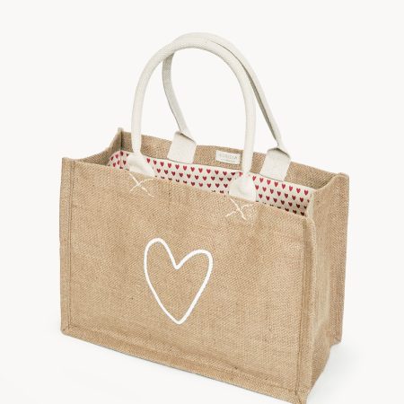 Jute Canvas Shopping Bag - Love