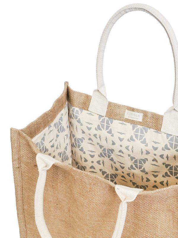 Jute Canvas Market Bag With Pompom - Image 4