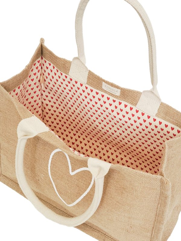 Jute Canvas Shopping Bag - Love - Image 5