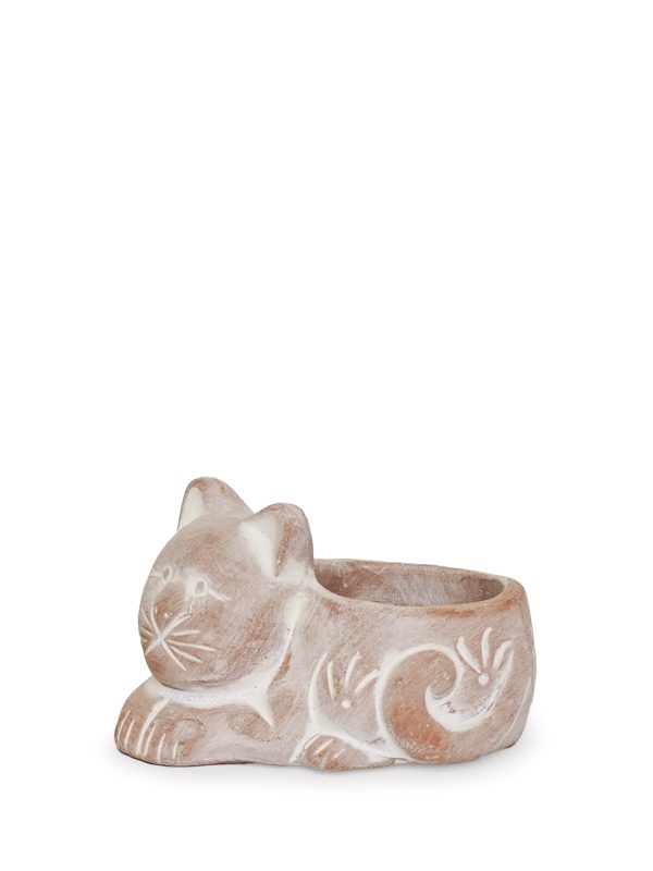 Terracotta Tea Light Candle Holder - Cat - Image 4