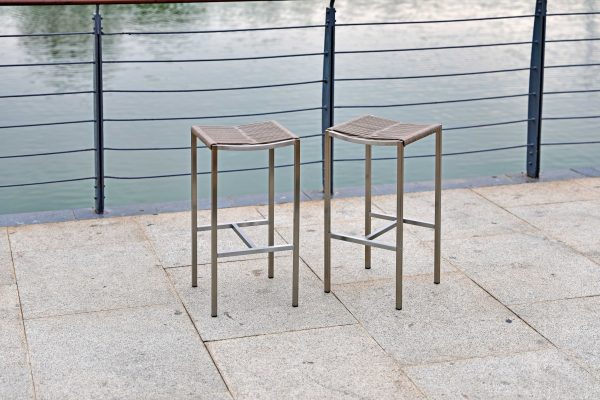 Set of 4 Stainless Steel Square Bar Stool - Image 3