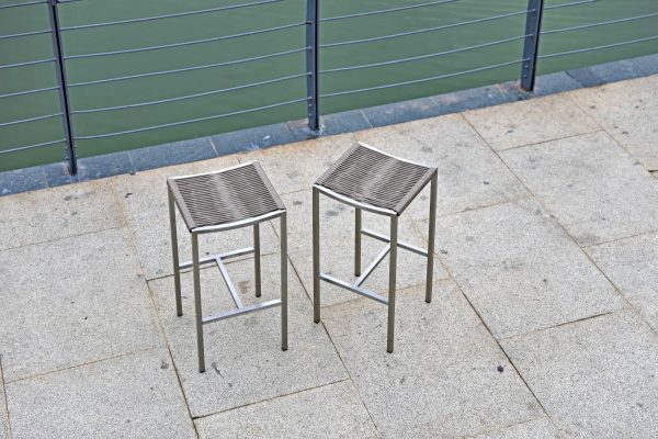 Set of 4 Stainless Steel Square Bar Stool - Image 4