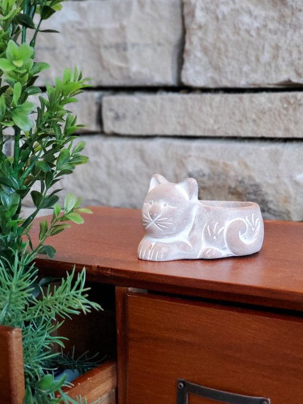 Terracotta Tea Light Candle Holder - Cat - Image 2