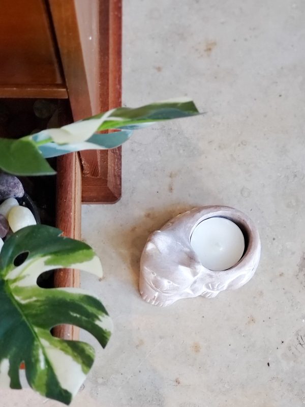 Terracotta Tea Light Candle Holder - Cat - Image 3