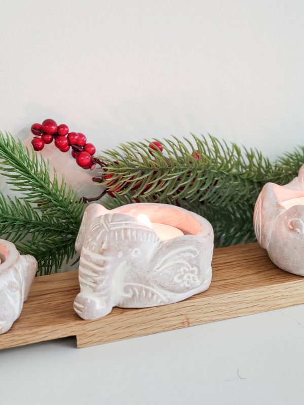 Terracotta Tea Light Candle Holder - Elephant - Image 4