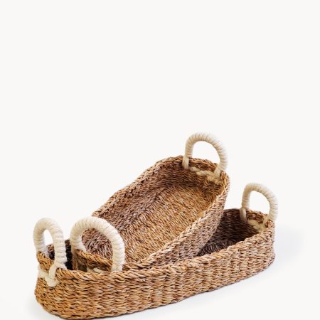 Savar Bread Basket with White Handle