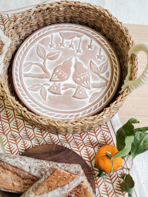 Bread Warmer & Basket Gift Set with Tea Towel - Lovebird Round - Image 4