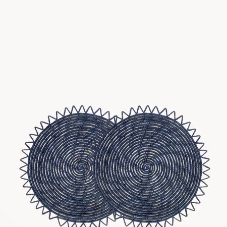 Surya Woven Palm Fiber Placemat - Indigo Blue (Set of 2)