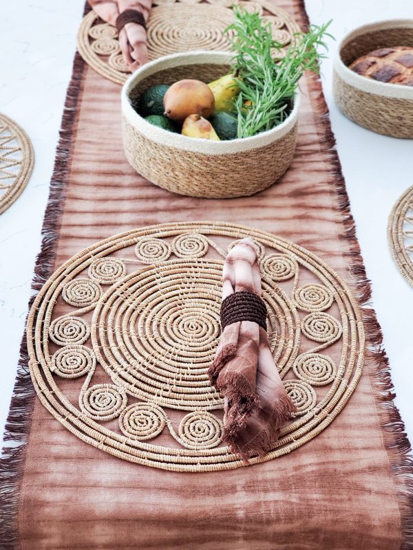 Tie Dye Cotton Table Runner - Brown - Image 2