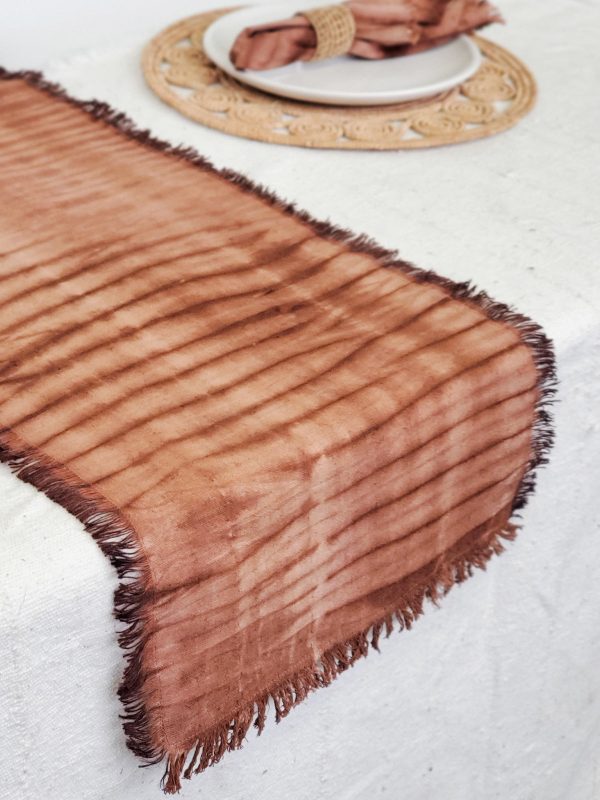 Tie Dye Cotton Table Runner - Brown - Image 3