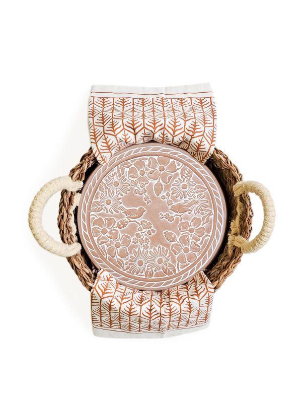 Bread Warmer & Basket Gift Set with Tea Towel - Garden Round - Image 7