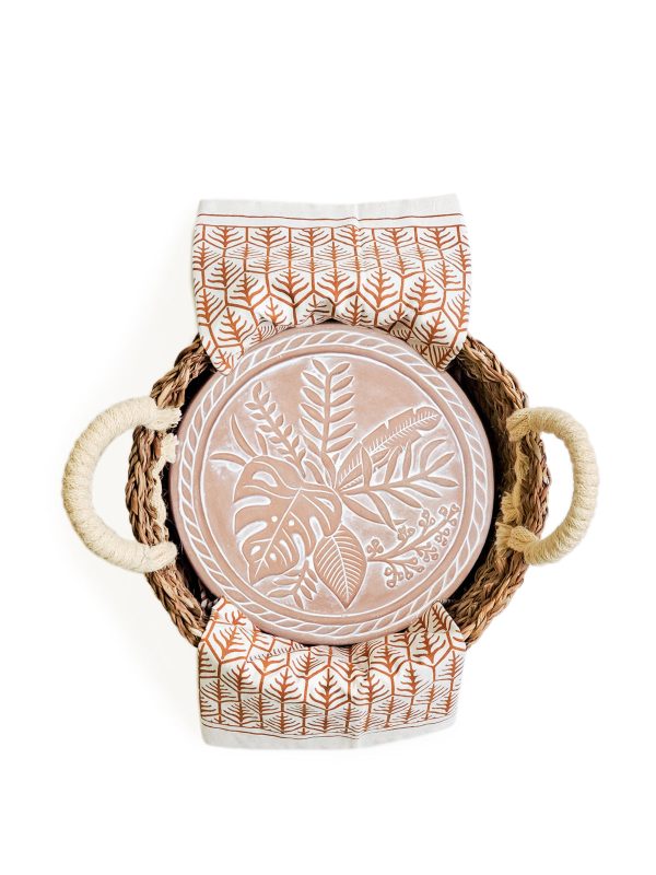 Bread Warmer & Basket Gift Set with Tea Towel - Plant Round - Image 7