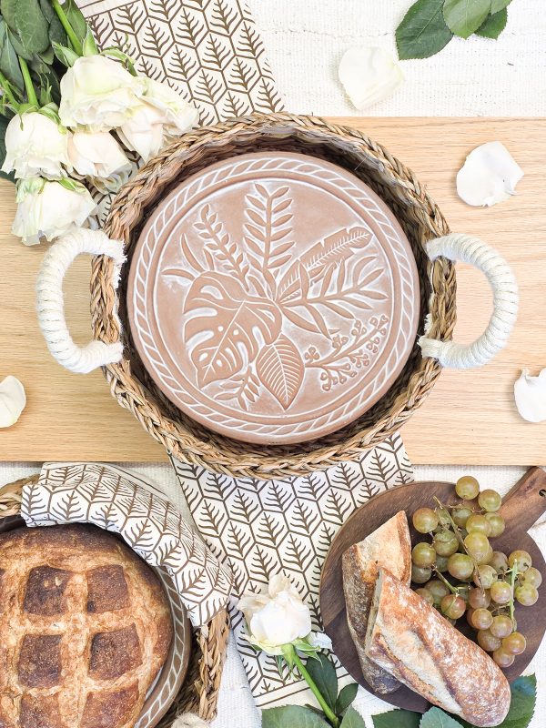 Bread Warmer & Basket Gift Set with Tea Towel - Plant Round - Image 3