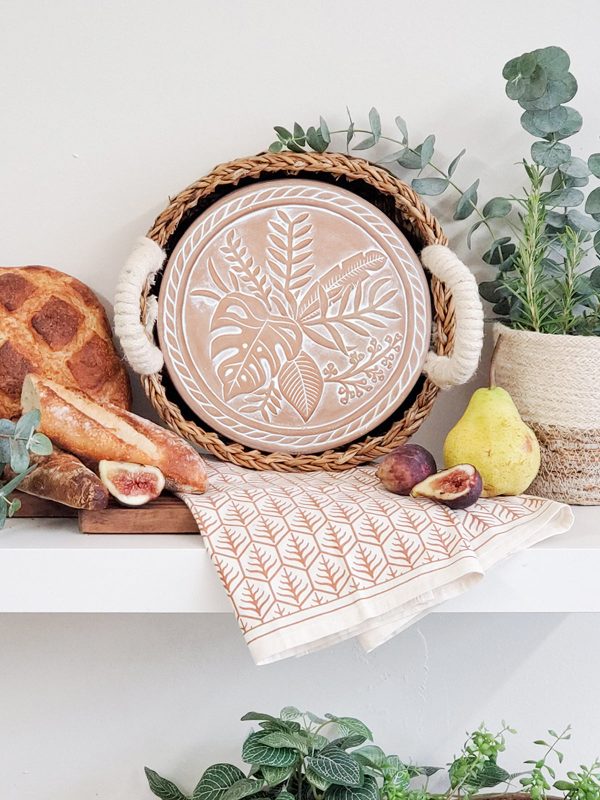 Bread Warmer & Basket Gift Set with Tea Towel - Plant Round - Image 4