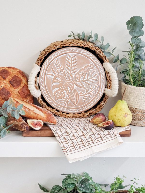 Bread Warmer & Basket Gift Set with Tea Towel - Plant Round - Image 5