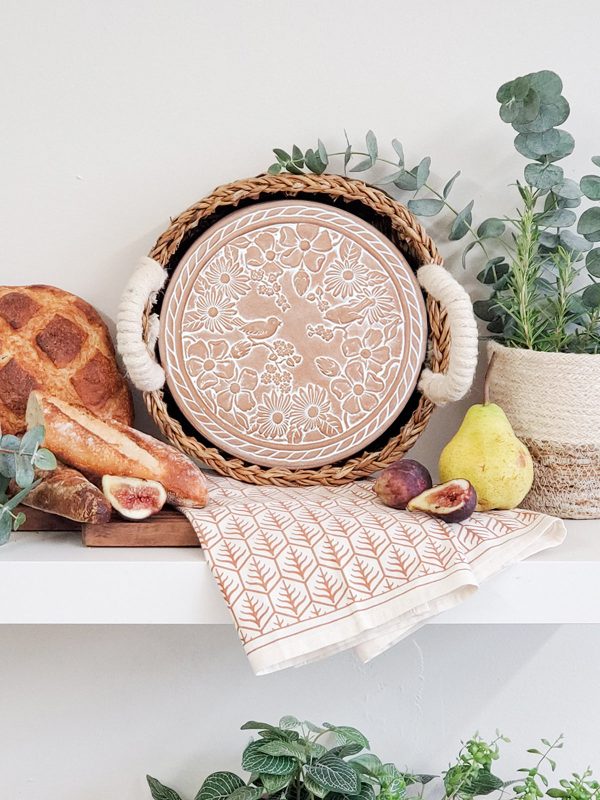 Bread Warmer & Basket Gift Set with Tea Towel - Garden Round - Image 2