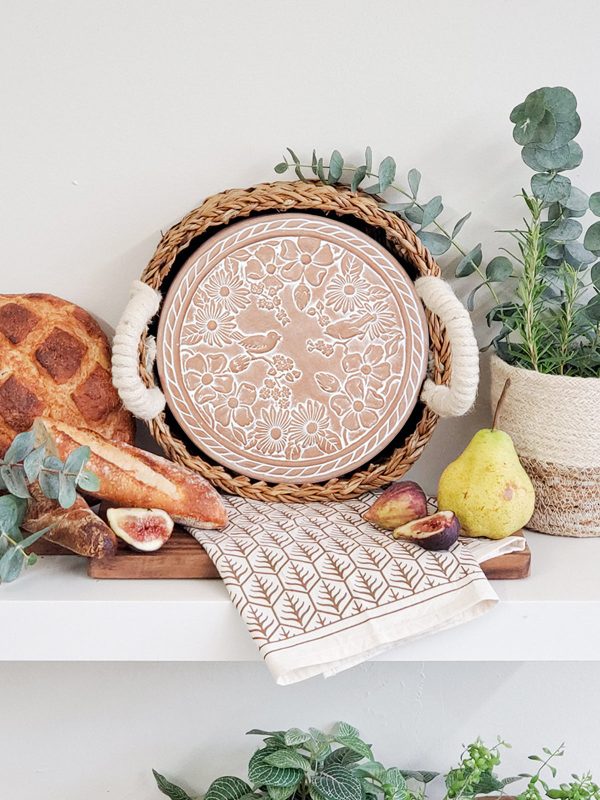 Bread Warmer & Basket Gift Set with Tea Towel - Garden Round - Image 3