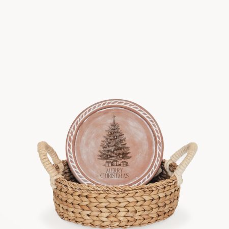 Bread Warmer & Basket - Christmas Tree Round