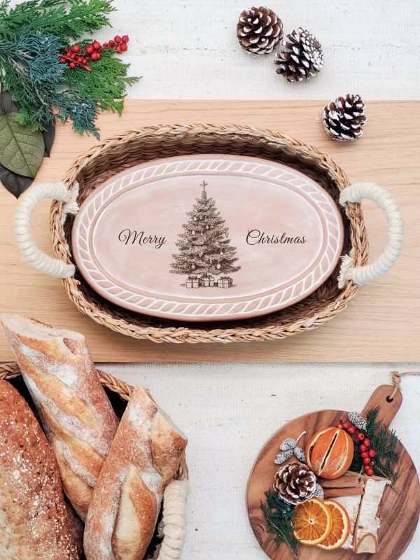 Bread Warmer & Basket - Christmas Tree Oval - Image 3