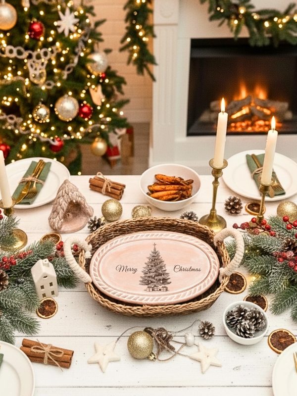 Bread Warmer & Basket - Christmas Tree Oval - Image 2