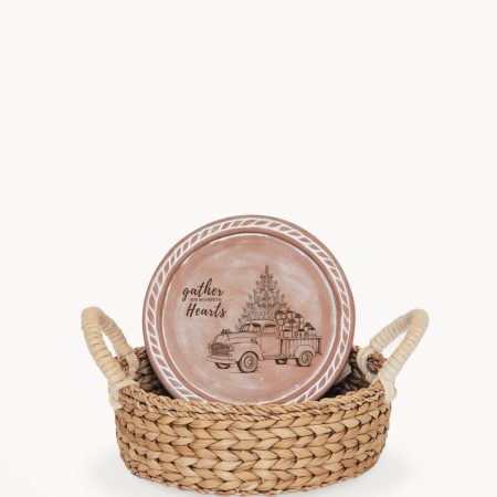 Bread Warmer & Basket - Christmas Truck Round