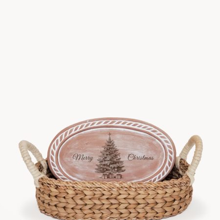 Bread Warmer & Basket - Christmas Tree Oval